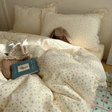 Ins Bedding Set Princess Floral Lace Simple 4pcs Bedding for Girls Woman Quilt Cover Sheet And Pillowcase Spring Home Textiles