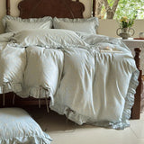 100% Cotton Pastoral Floral Print Ruffles Bow Princess Bedding Set Queen King Duvet Cover Set Bed Sheet/Fitted Sheet Pillowcases