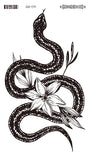 Rocooart Big Size Black Snake Temporary Tattoo Stickers For Women Men Body Waist Waterproof Fake Tatto 3D Cobra Snake Tattoos