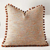 Boho Woven Throw Pillow Cover with Pompom Edge Living Room Sofa Bedroom Home Decor Zipper Soft Cushion Case Fashion Funda CoJin
