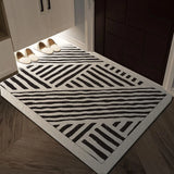 Black & White Geometric Wire Loop Entryway Mat Heavy Duty Non-Slip Door Rug