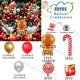 Decorations Christmas Balloons Garland Arch Red Metallic Gold With Gingerbread Man Stars Foil Balloon For Christmas Party Decor