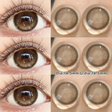 2pcs Ice Blue Colored Contact Lenses Natural Brown Prescription Lenses Big Eyes Soft Cosmetic Contacts for Daily Wear