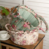 Pastoral Fabric Storage Basket Sundries Toys Cosmetics Storage Basket Home Decoration Cute Floral Underwear Storage Basket