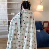 Ikeehome  new printed milk wool lamb wool blanket double-sided cute cartoon office lunch break blanket student dormitory blanket
