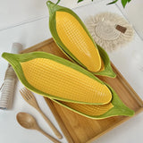 Cartoon creative hand-painted corn ceramic plate relief personalized trend fruit plate snack plate refreshment plate 2PCS