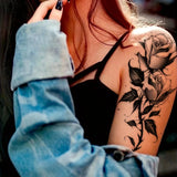 2 Sheets Waterproof Temporary Tattoo Sticker Butterfly Flower Rose Fake Tatto Flash Tatoo Shin For Girl Women Body Art Tattoos