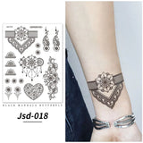 Black Henna Temporary Tattoos for Women Lace Flower Mehndi Sticker for Hand Fake Henna Tattoo Sticker Body Art Wedding Tatoo
