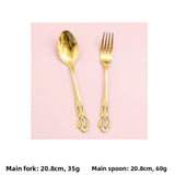 Retro Ins Luxury Relief Stainless Steel Fork And Knife Set Golden And Silver Home Dining Utensils Steak Knife And Fork Set