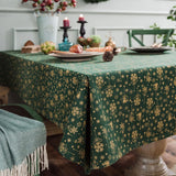 Linen Cotton Christmas Party Tablecloth, Japanese Green Bronzing Wind Chimes, Rectangle Dinning Table Cover for Home Decoration