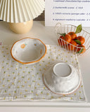 Japanese Cute Orange Bowl, Retro Lace Small Bowl, Breakfast Fruit Cereal Yogurt Bowl