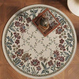 Round Living Room Carpet Retro Light Luxury Fashion Bedroom Rug Large Area Floral Print Sofa Coffee Table Mats Alfombra 러그 Tapis