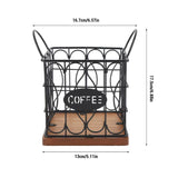 Large Capacity Coffee Pod Holder Wooden Base Countertop Design Coffee Capsule Storage Basket Metal Wire Mesh Space Saving