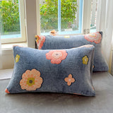 2Pcs Bohemian Snowflake Velvet Pillowcases Non-Shedding Warm Winter Pillow Covers Floral Printed Soft Plush Pillow Cases for Bed