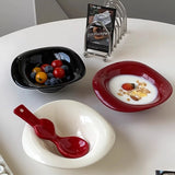 Handmade Ceramic Dessert Bowl Solid Color Yogurt Bowl Household High-value Tableware Fruit Salad Breakfast Oat Yogurt Bowl