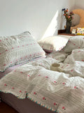 Soft Pure Cotton Bedding Set Cherry Red Waed Floral Embroidery Four-Piece Suite Cotton eet Cover Duvet Cover Bed Canopy