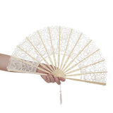 Lace Bamboo Hand Fan Lightweight Floral Lace Hand Fan Retro Lace Fan Portable For Cosplay Bridal Accessories Tea Parties