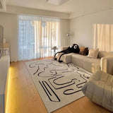 Black White Minimalist Living Room Sofa Carpet Abstract Lines Bedroom Bedside Carpets Modern Art Plush Rug Comfortable Soft Rugs