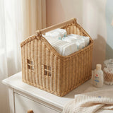 1pc Nordic Handmade Woven Decorative Basket, House-Shaped Storage Basket, Desktop Hand-Carry Organizer, Suitable for Living Room
