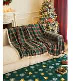 Christmas Plaid Couch Cover with Tassel Washable Covers Sofa Couch Furniture Seat Protector Slipcover Sofa Towel for Living Room
