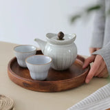 New American Walnut Tray Fruit Tray Solid Wood Circular Shaped Household Water Cup Tea Cup Tray Japanese Wooden Plate Tableware