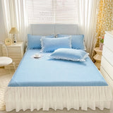 2/3pcs Summer Cooling Princess Bed Skirt Set Class A Mattress Cover Single Soft Mat Room Decor Bedspread Ice Silk Bean Cool Mat