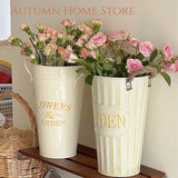 American Style Retro Natural Iron Art Flower Bucket Flower Shop Folk Floral Art Hydroponic Double Ear Vase Flower Set