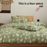 Soft Cartoon Sle Knitted Cotton Duvet Cover Pure Cotton  Fabric Small Animal Pattern Bedding Accories