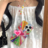 Cute Heart Colorful Rainbow Star Glitter Phone Case for IPhone 14 15 16 Pro Max 15pro 13 IMD Silicone Shockproof Back Cover Case