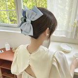 Cute double-sided hair accessory shark clip oversized bow satin French style fresh three-dimensional princess bow temperament