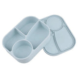 Rectangular Silicone 4 Grid Lunch Box Heat Resistant Leak Proof Food Box Microwavable With Compartments Picnic Box Office