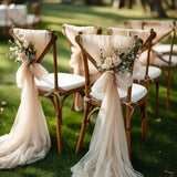50-10pieces 200x75cm gauze Chair Back Veil Wedding Chair Sashes Wedding Chair Bows Covers Ribbon Party XMS Aisle Chair Decor