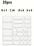 25pcs Drawer Storage Box Set, Multi-Functional Transparent Plastic Drawer Storage Set Drawer Divider Storage Box and Storage Box