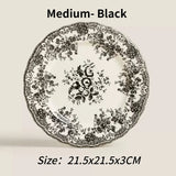 Nordic Flower Pattern Disc Dinner Plate Retro Ceramic Shallow Plate Dessert Plate Dinner Set Plates and Dishes