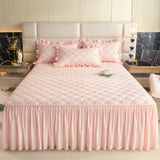 Thickened Bed Skirt Solid Color Bed Cover Quilted Mattress Protector покрывало Skin-friendly Bedspread (No Pillowcase)