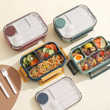 1300ml Plastic microwave oven Lunch box with Tableware for Office Workers Students Divided Bento Box Leakproof Food Container