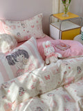 Cute Bear Pure Cotton Bedding Set Cartoon Design Dormi Tee-Piece eet Cover Comforter Cover Cute Girl Bedroom Supplies