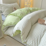 Japan Style Bedding Set Plaid Duvet Cover Set With Sheet Bedroom Decor Skin Friendly King Single Double Bedding Set Home Textile