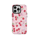 Ins Pink Full Screen Cherry Cute Cartoon Phone Case for IPhone 16 15 14 13 Pro Max Back Phone Cover for 12 Mini 11 ProMax X Capa