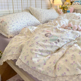 Floral Bed Sheets Set Simple Princess Duvet Cover Bedding Set постельное белье Set Room Decoration Bed Cover Set