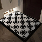 Black & White Geometric Wire Loop Entryway Mat Heavy Duty Non-Slip Door Rug