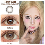 1 Pair(2pcs) Clever Brown/Black-Gray/Coffee Big Eye Enlarging Colored Contact Lenses 14.5mm Half Yearly High Moisture