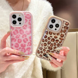 Leopard phone case for iphone 15pro 14 13 15 16 pro max 14promax 16Pro 13promax 15promax ins 3d diamond simple fundas shell