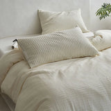 40S Ripple Jacquard Pure Cotton Bedding Set Bubble Gauze Color Blocking Breathable Quilt Set Twin Full Queen King Bedclothes