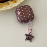 Lovely Brown Star Wireless Bluetooth Earphone Case for Apple AirPods 1 2 3 4 Pro 2 Charge Box Shell With Pink Chain Pendant