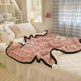 new autumn and winter mother draw lamb fleece ball blanket office nap thickened small blanket airplane blanket
