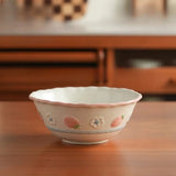 Household High Value Round Underglaze Colored Tableware with Ins Style Cute Dining Bowl