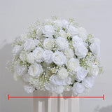 40/80cm Pure White Cream Rose Baby's Breath Flower Ball Wedding Table Centerpiece Display Vase Artificial Flowers