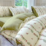 Ikeehome  Class A super soft jacquard cloud yarn cotton four-piece set, bed sheet, bed hat, quilt cover, student dormitory bed