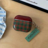 Retro Style Grid Pattern Gloss Soft Cover Case for AirPods 4/3/2/1 Pro 2 Wireless Bluetooth Earphone Shell Good Lucky Pendant